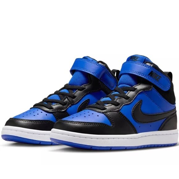 Nike Court Borough Mid 2 (PSV) Black/Blue Size 1Y and 2Y (New) - Picture 1 of 14